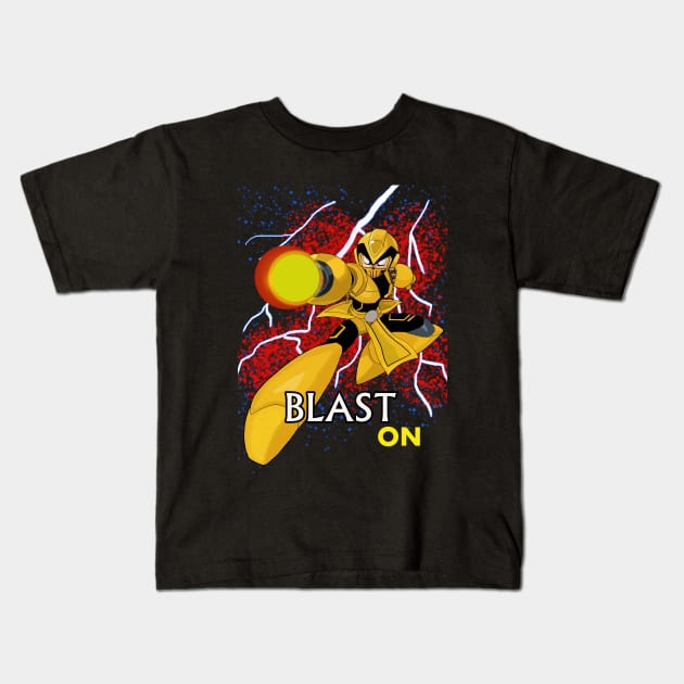 GOLDEN MEGAMAN BLAST Kids T-Shirt by zalkov